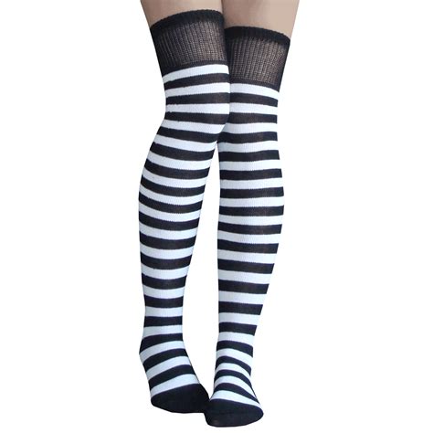 Brown And White Striped Thigh Highs