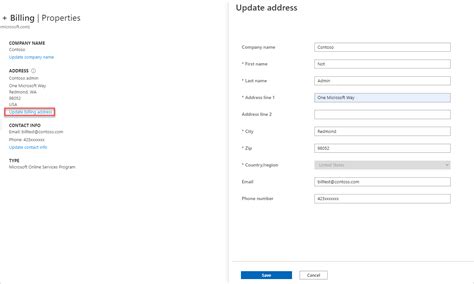 Change Contact Information For An Azure Billing Account Microsoft