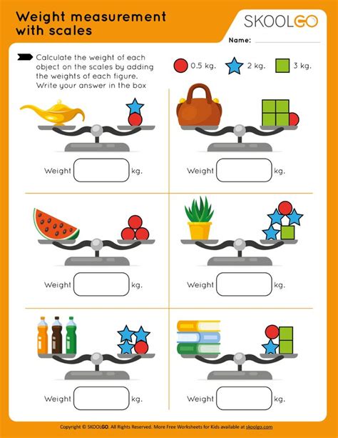 Weight Measurement With Scales Free Worksheet For Kids By Skoolgo
