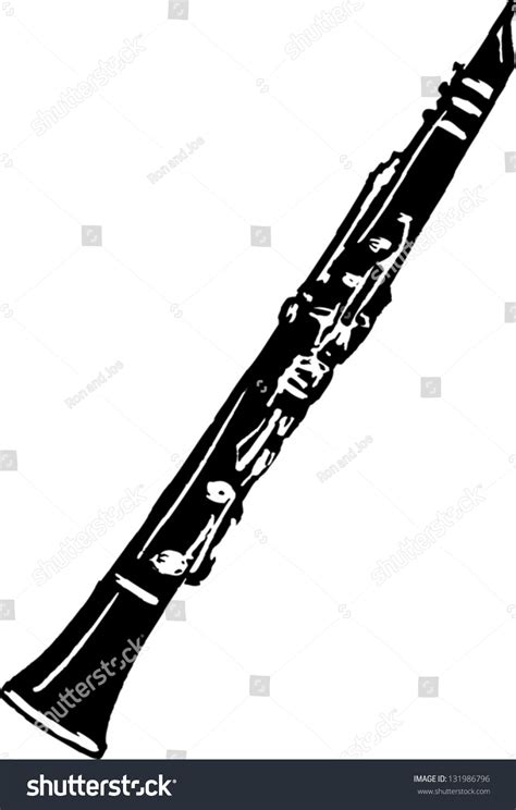 Black White Vector Illustration Clarinet Stock Vector 131986796