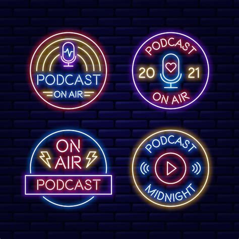 Premium Vector Neon Podcast Logo Collection