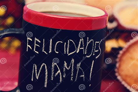 Text Felicidades Mama Congratulations Mom In Spanish Stock Photo