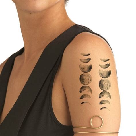 Phases Of The Moon Temporary Tattoo Set Of 2 Etsy