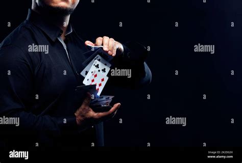 Magician Illusionist Showing Performing Card Trick Stock Photo Alamy