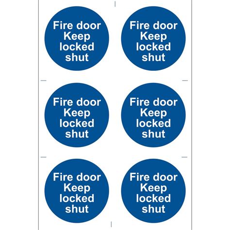 Fire Door Keep Locked Mandatory Sign Pack Of 6 72120 Draper Tools