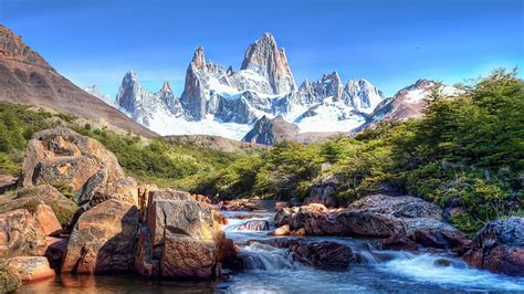 Naturaleza Hdr Paisaje Río Fitz Roy Argentina Chile Montañas