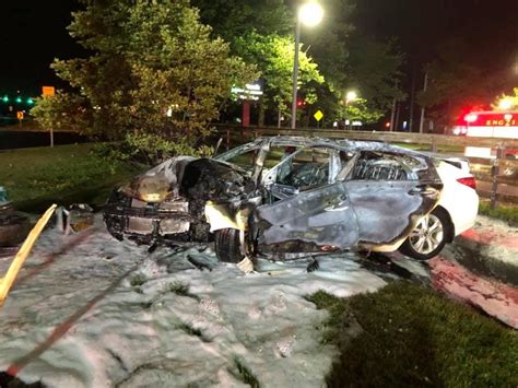 Driver Hospitalized After Car Bursts Into Flames Fd Smithtown Ny Patch