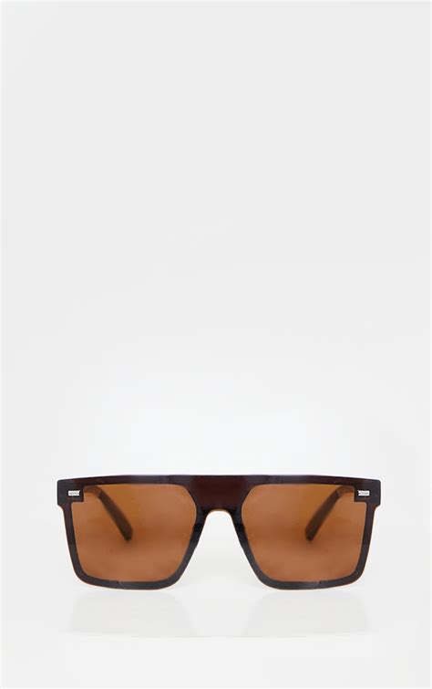 brown oversized resin frame fade lens sunglasses prettylittlething ie