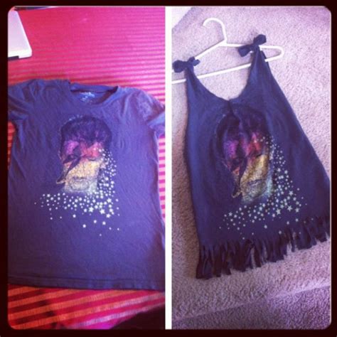 Diy Fringe Tank Top From An Ancient Bowie T Shirt I Added The Bows