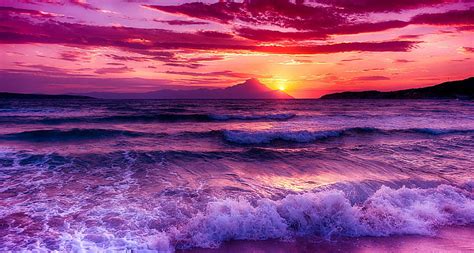 Purple Sunset On The Beach Hd Wallpaper Peakpx