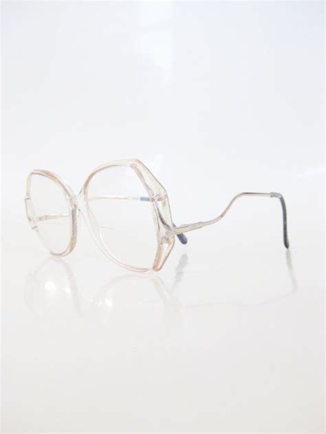 Vintage 1970s Oversized Boho Eyeglasses Clear Glasses Womens Ladies Bohemian Chic Frames Gold