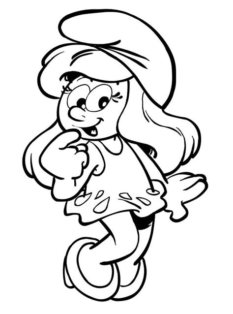 Smurfette Smurfs Colorironline Smurf Sketch Coloring Page