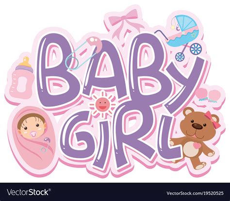 Font Design For Words Baby Girl Royalty Free Vector Image