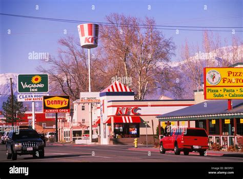Fast Food Restaurants On Main Street In Bishop California Stock Photo