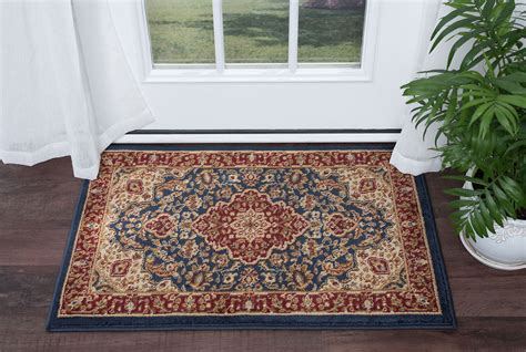 Navy Blue Traditional Oriental 2x3 Area Rug Bordered Carpet Actual 2