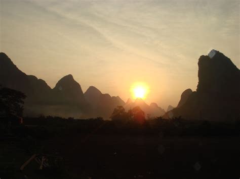 Sunset Of The Guilin Mountains Guilin Celestial Mountains Sunset