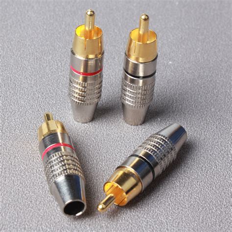 New Li11 Rca Male Plug Solder Free Gold Audio Video Adapter Connector