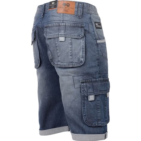 Mens Crosshatch 34 Shorts Multi Pocket Jeans Cargo Three Quarters 30