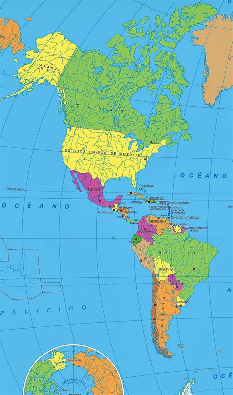 Mapa Continente Americano Con Nombres