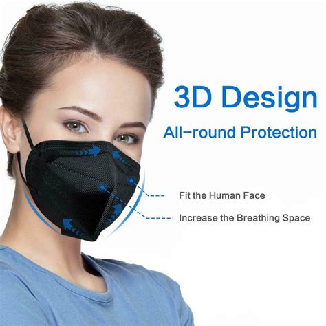 50100 Pcs Black Kn95 Protective 5 Layer Face Mask Bfe 95 Disposable