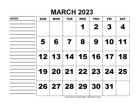 Printable Calendar March 2023 Free Printable