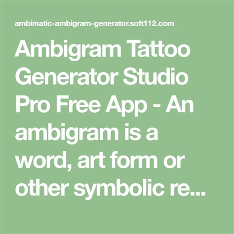 Ambigram Tattoo Generator Studio Pro Free App - An ambigram is a word