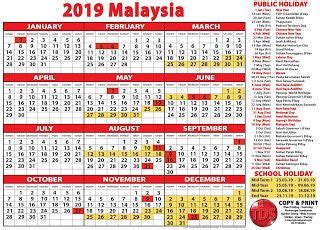 Semua sekolah hendaklah mematuhi cuti perayaan yang diperuntukkan oleh kementerian dan cuti ini tidak perlu diganti. 2019 Calendar Malaysia - Kalendar 2019 Malaysia (With ...