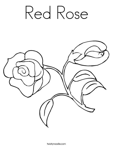 Nature & food coloring pages. Red Rose Coloring Page - Twisty Noodle