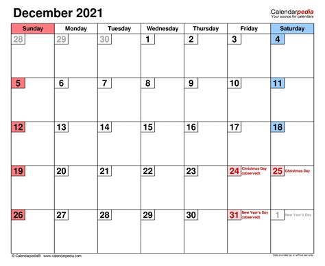 Printable December 2021 Calendar Calendar Printables Free Blank