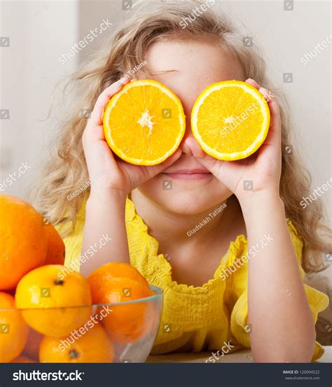 Child Oranges Happy Little Girl Fruit Stock Photo Edit Now 120094522