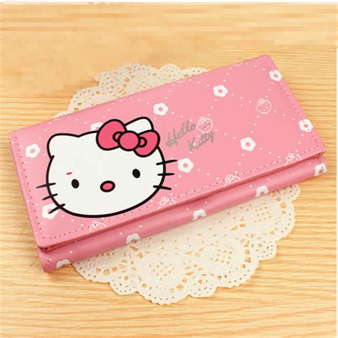 4 Card Holder Hello Kitty Anime Long Thin Cute Wallet Women Leather
