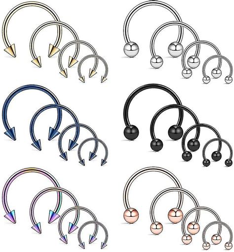 Punk 10pc Cone Spike Horseshoe Circular Septum Nose Ring Surgical Steel