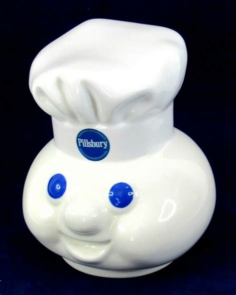 The christmas doughboy featured in this cookie jar stands out in a glamorous and a festive presentation of the doughboy's home. Pillsbury Doughboy Cookie Jar Head Lid Only Laughs Sound ...