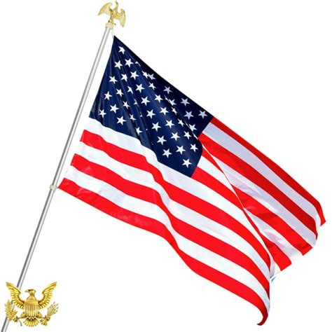 Usa American Flag Pole Set 5 X 3 Feet Strong Long Lasting Stars And