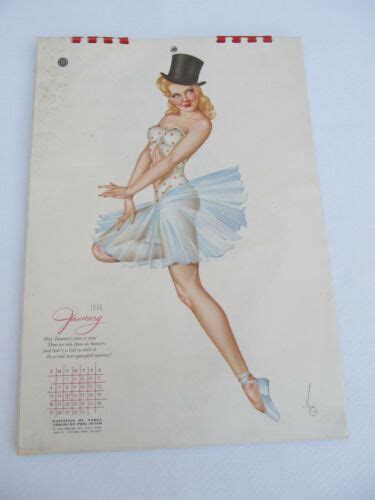 Vintage 1946 Esquire Pin Up Calendar Alberto Varga Complete 12 Pin Up