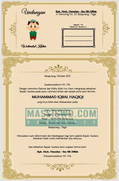 17+ Undangan Walimatul Khitan Format Word (Bisa di Edit) - Massiswo.Com