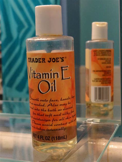It can help with skin growth, scars, brown spots, and can also moisturize skin efficiently. Trader Joe's 365: Day 77 - Vitamin E Oil