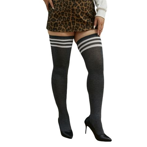 liacowi women plus size over knee socks for thick thighs spring thigh high striped long boot