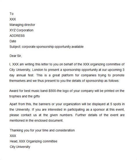 If you have an athletic team or sports pursuit on the agenda, then the above letter template won't really template #4: FREE 8+ Sponsorship Letter Templates in MS Word | PDF