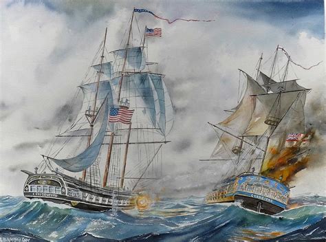 Uss Constitution Vs Hms Guerriere 19 August 1812 Painting By Jose