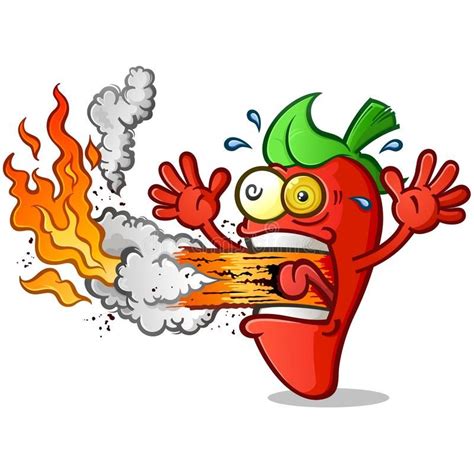 Hot Pepper Cartoon Erupting Fire Out His Mouth Stock Vector