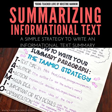 Teachers will love the 'hands on' material and feel confident about how to integrate the common core state standards into their reading instruction. Summarizing Informational Text (With images ...