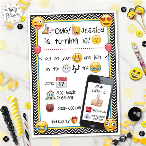 Emoji Birthday Invitation Digital File Printable Etsy Canada