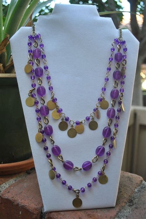 Pier 1 Imports Purple Beaded Three Strand Chain Necklace Pier1imports