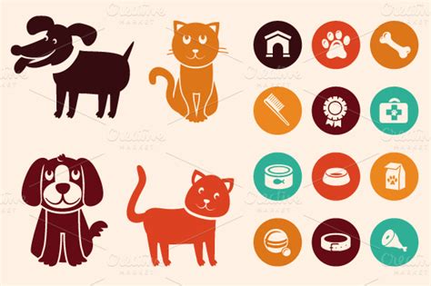 Cats And Dogs Icons And Patterns Dog Icon Animal Logo Creative Market