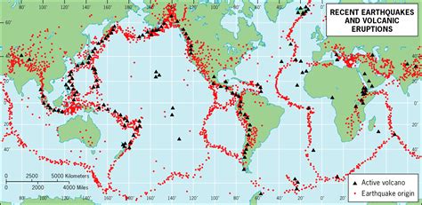 Map Of Recent Earthquakes And Volcanic Eruptions Of The World Recent