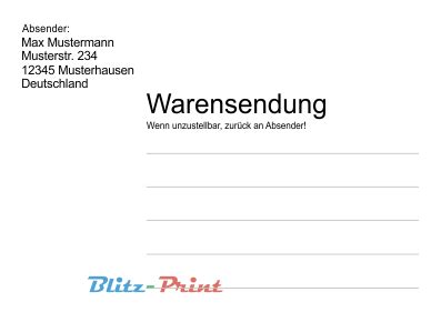 Druckformular zum ausdrucken der aufkleber für pakete und päckchen von dhl. Aufkleber Versand-Etikett Druck Warensendung + Absender ...