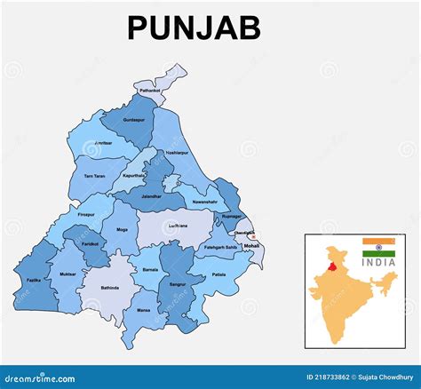 Vetor De Punjab Map Political And Administrative Map Of Punjab With