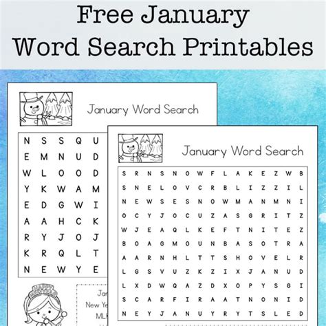 Printable January Word Search Puzzle Word Search Printable Free For
