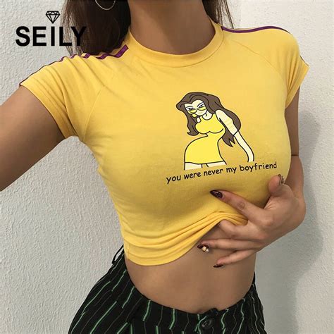 Buy Seily Harajuku Crop Top Kawaii T Shirt Women Cotton Tee Shirt Femme